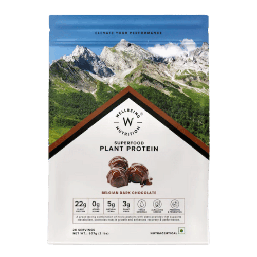 Plant Protein Powder – Pea Protein, Whole Algal, Quinoa & Sprouted Amaranth - Belgian Dark Chocolate | 22g Protein & 5g BCAAs (Serving – 32g)